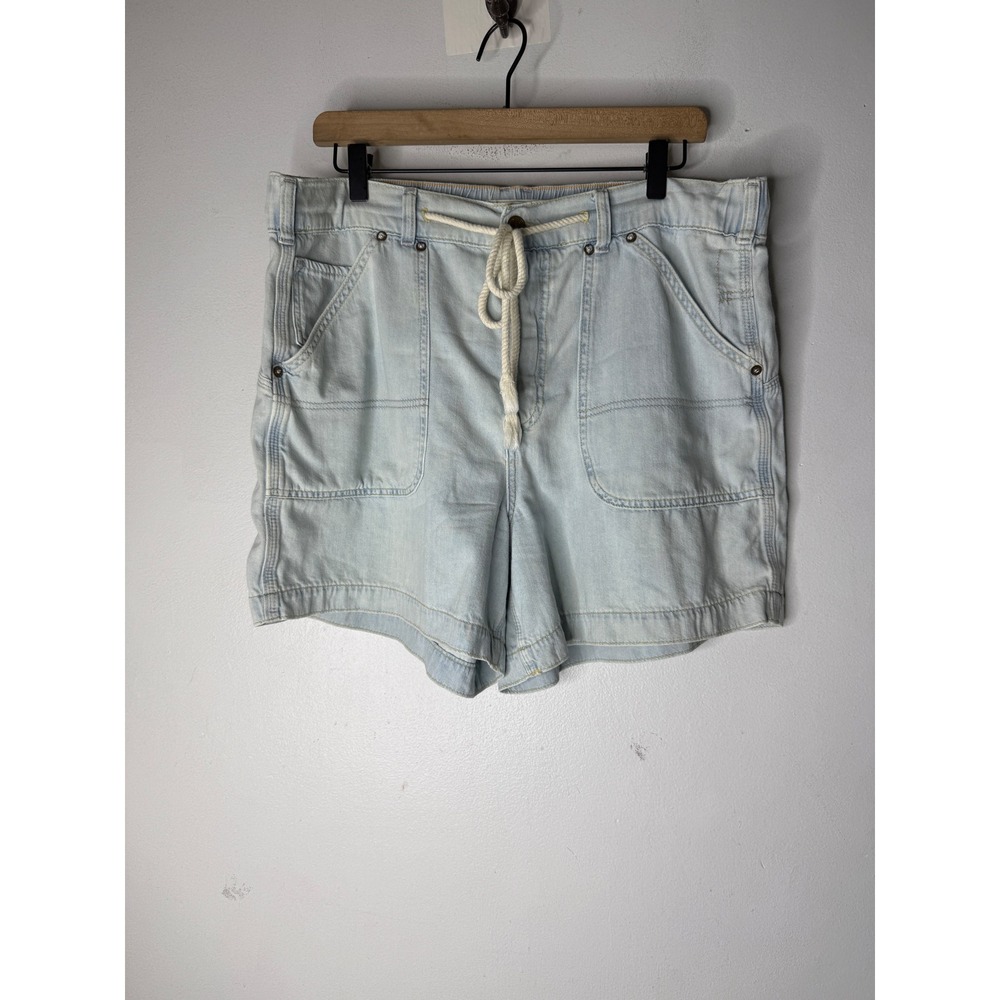 Free People We The Free Light Wash Denim Drawstring Shorts Blue Large OB1675240